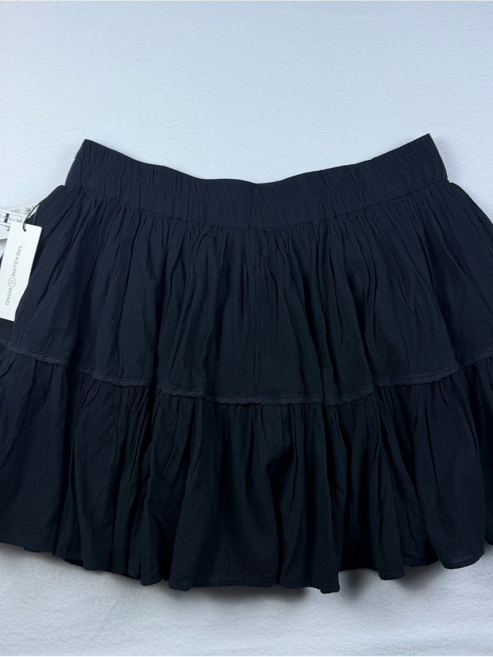 Treasure & Bond NWT Black Tiered Ruffle Cotton Mini Skirt Size Large L $55 - Picture 7 of 9